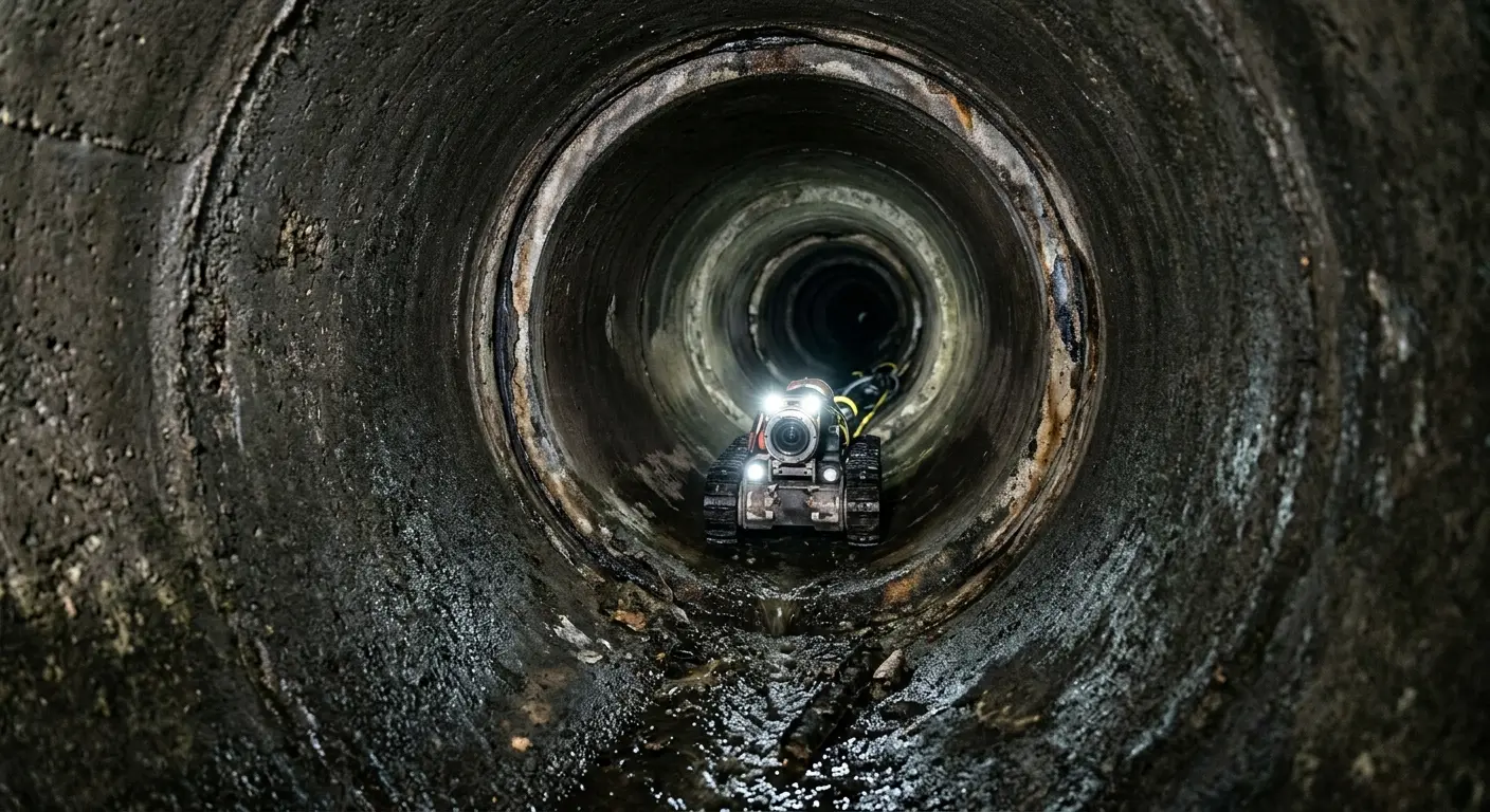 Robotic sewer camera inspecting pipe interior for Drain Snake Service in Hinesville
